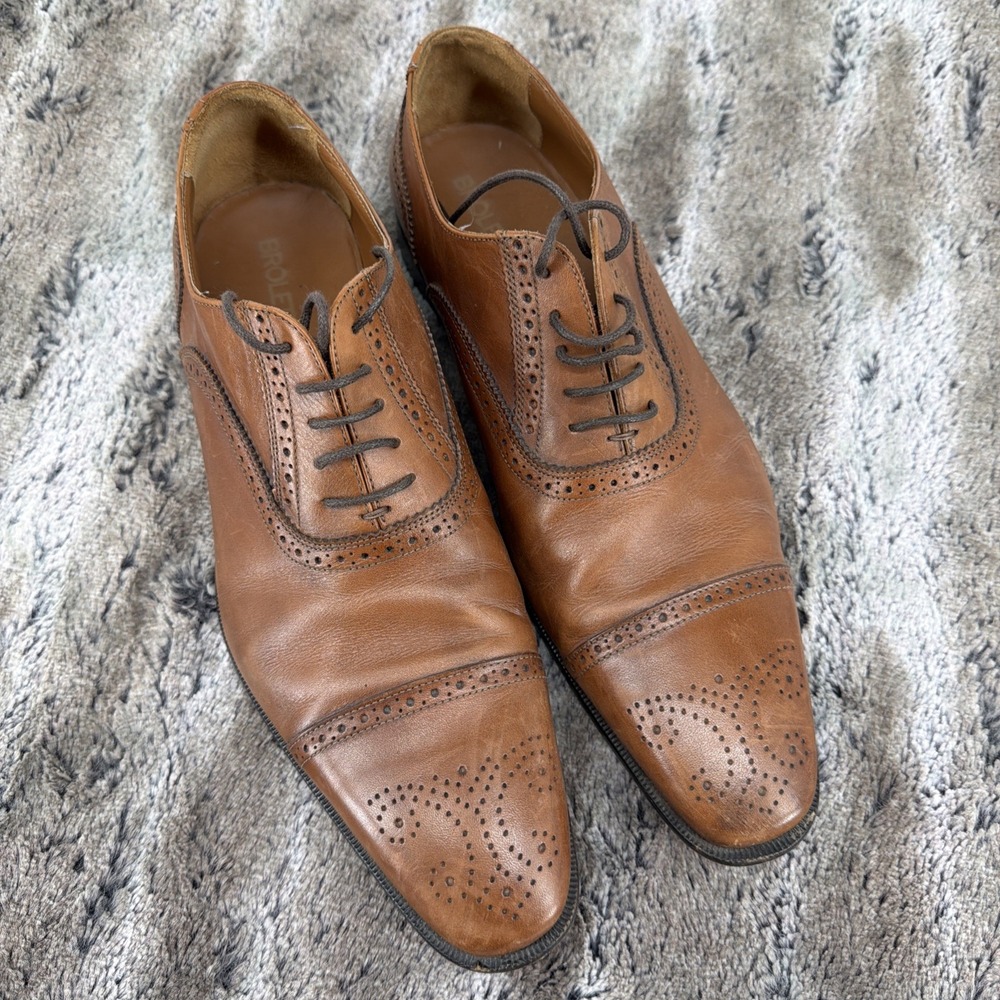 Broletto Bartolomeo Italy Mens Wingtip Oxford Brown Leather Dress Shoes 11 M